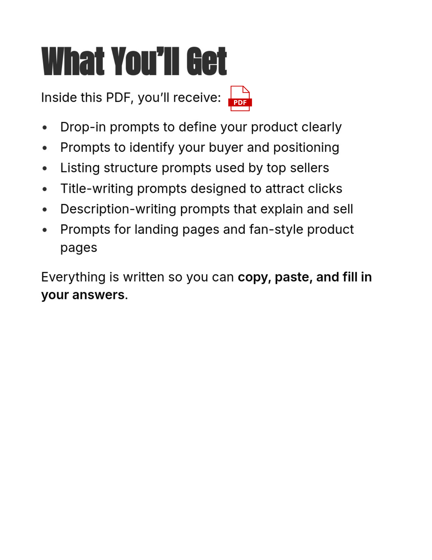 Don’t Know How to Sell Your Digital Product? AI Prompts to Create Listings, Pages, and Offers Like Top Sellers (PDF)